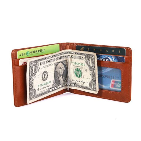 

the wallet men's fine grain short leather metal wallet, Black