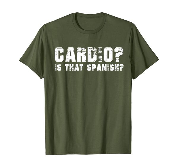 

cardio is that spanish fitness funny workout joke t-shirt, White;black
