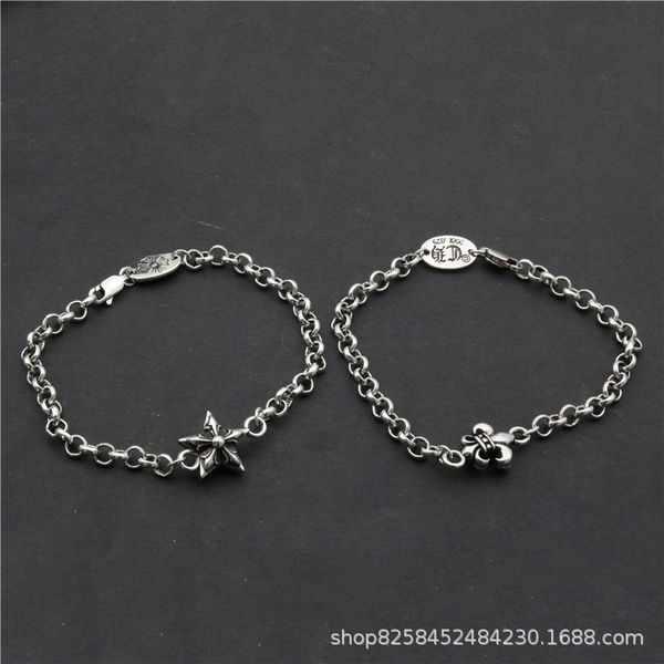 

bangles bracelet ch croft boat anchor star thai silver cross fashion personality simple lovers handpiece, Black