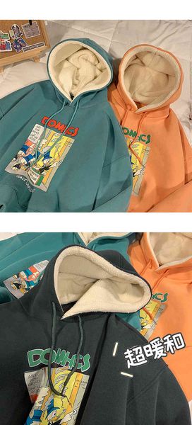 

men's hoodies & sweatshirts winter more veet thickening harajuku streetwear hoodie couple impressions of cartoons in the korean tide ma, Black