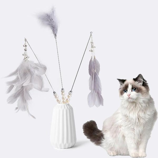 

cat toys teasing stick pearl handle cute interactive toy pet supplies playing gifts drop gift