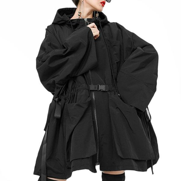 

women's trench coats ysbfalnz 2021 fashion korean autumn ladies loose streetwear womens long hooded coat oversized windbreaker casual c, Tan;black