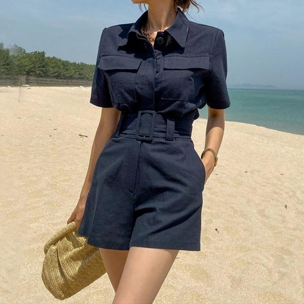 

women's shorts women two-piece suit 2021 summer korean temperament slim body short lapel and high waist sashes female solid sets, White;black