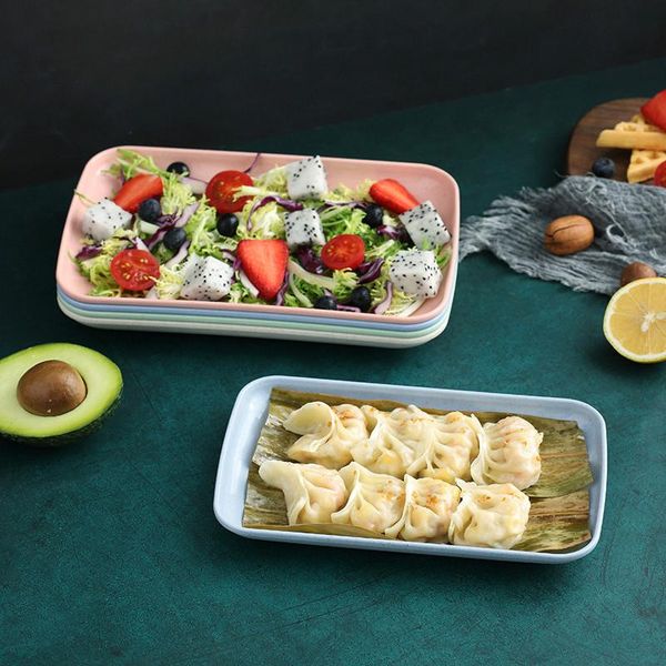 

dishes & plates creative wheat straw rectangular plate melamine healthy tableware kitchen cooking utensils dessert sushi pasta