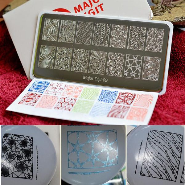 

nail art templates 10pcs/set major dijit stamping plates template image plate stencil with protectiveback, White