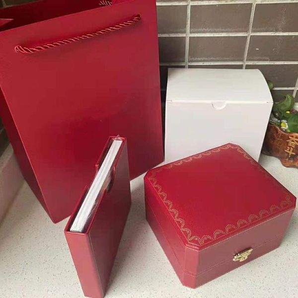 

watch boxes & cases red box square watches whit book card tags and papers in english full set, Black;blue