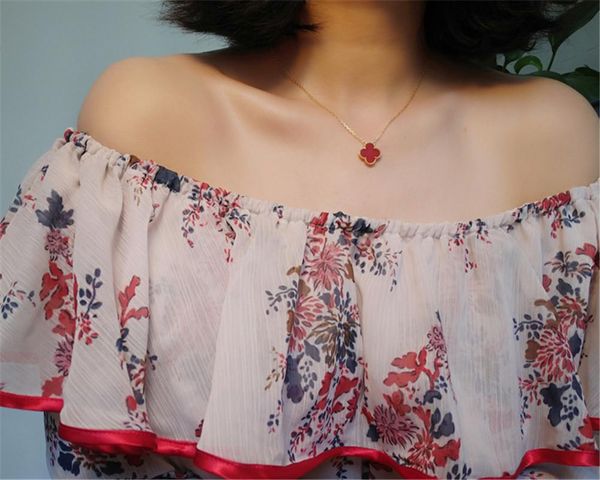 

fashion agate 4/four leaf clover long flowers pendant necklace malachite chain for women&girls valentine's mother's day engagement, Silver