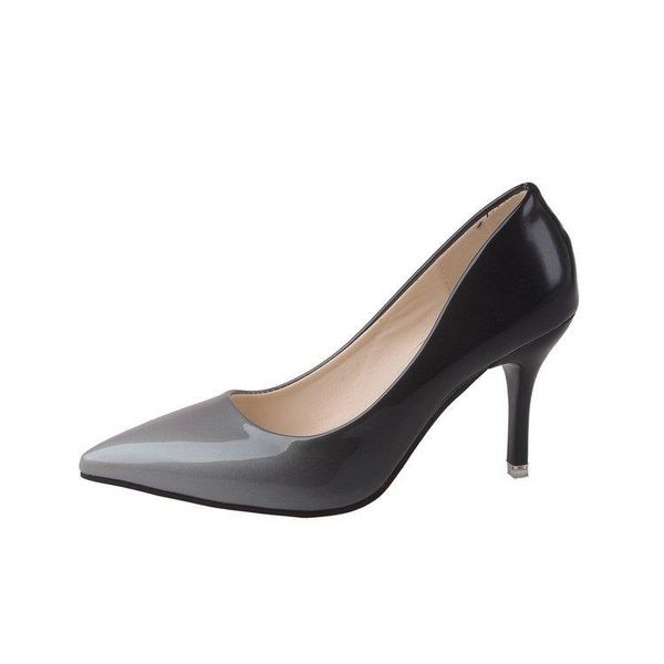 

dress shoes gradient color patent leather women's spring and summer pointed shallow mouth stiletto heels work 2021, Black