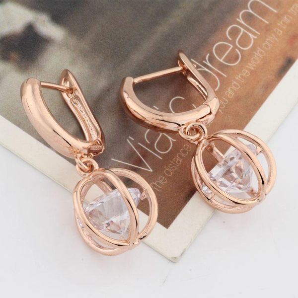 

dangle & chandelier 585 rose gold cute earrings natural zircon simple white women metal engagement gift fashion jewelry, Silver