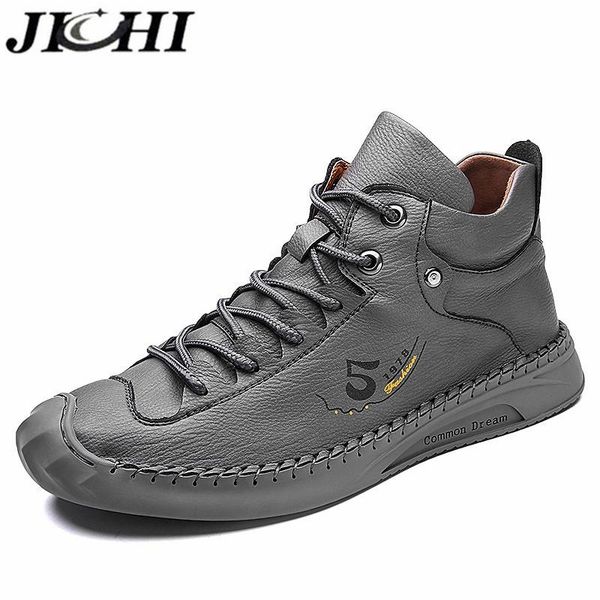 

boots men ankle comfortable breathable work lace-up lightweight leather autumn outdoor man safety footwear size 13, Black