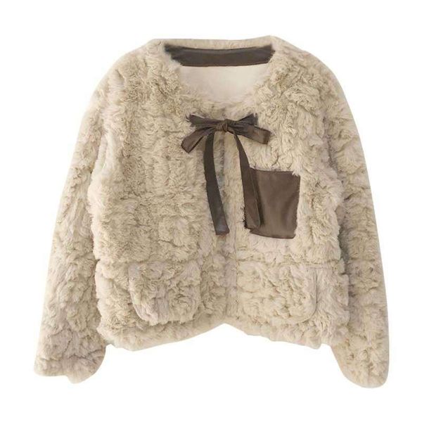 

women's fur & faux 2021 women winter thick warm coat female solid long sleeve fluffy fake jackets outerwear ladies plus size 2xl overco, Black