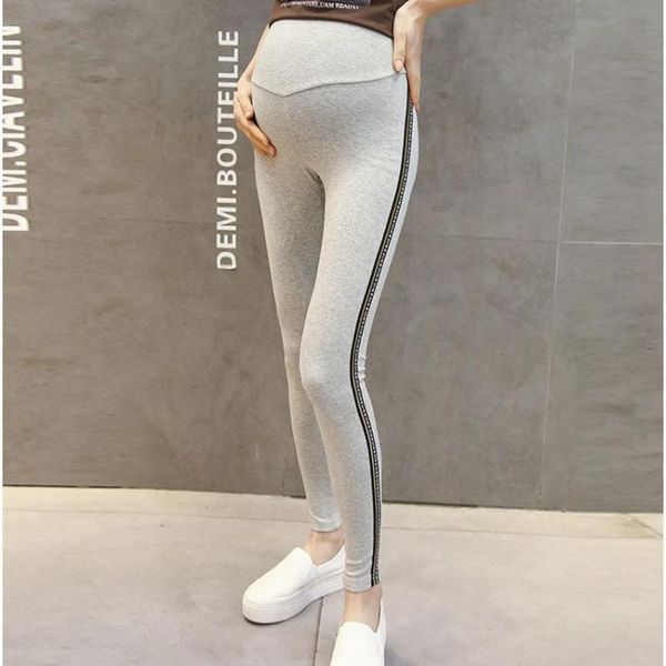 

maternity bottoms pregnant women pants leggings spring and autumn 2021 tide mother wear trousers nine points small feet stomach lift, White