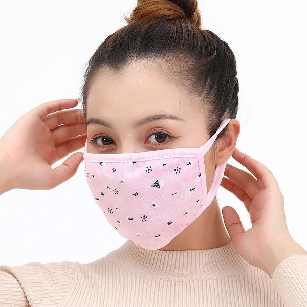 

thickened 2021 winter women's printing small tree fashion cotton outdoor riding mask for women