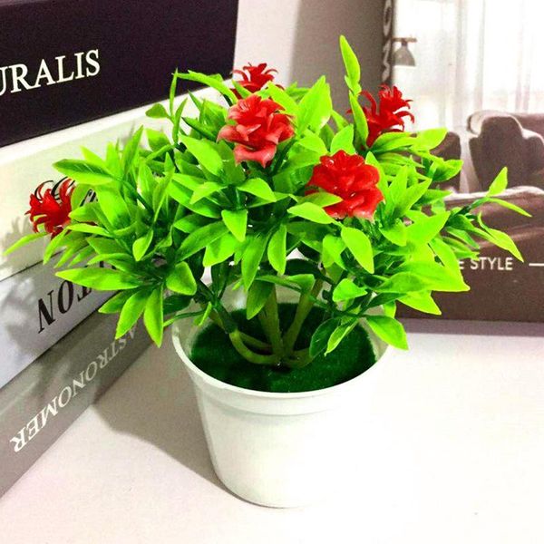 

decorative flowers & wreaths plastic rose artificial mini potted plant bonsai home decor 13cm*16cm fake flower for offices, shops,