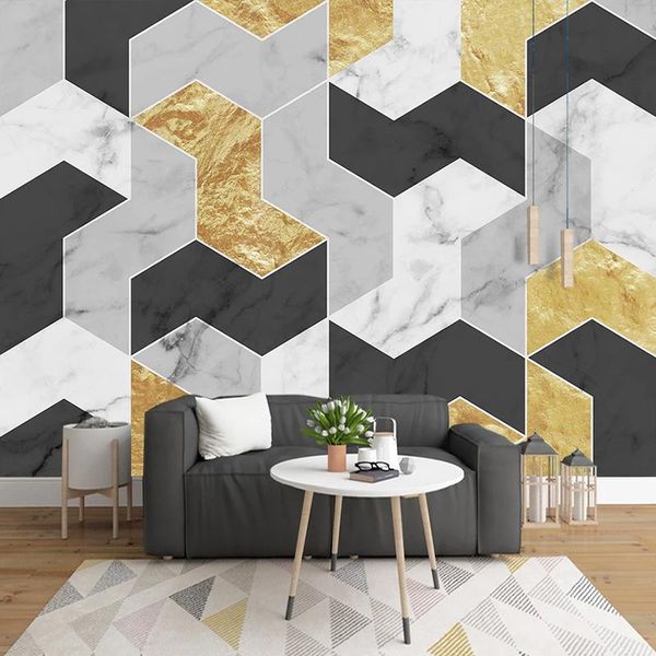 

wallpapers custom po mural modern 3d geometric marble texture waterproof canvas painting for living room sofa tv background wall paper