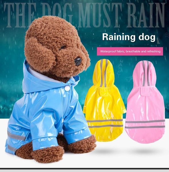 

dog apparel 2021 clothes spring/summer pu reflective pet raincoat hooded windproof