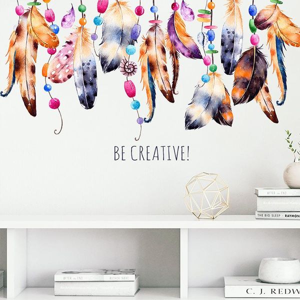 

wall stickers literary style ethnic feathers for living room background eco-friendly sticker diy art murals home decor