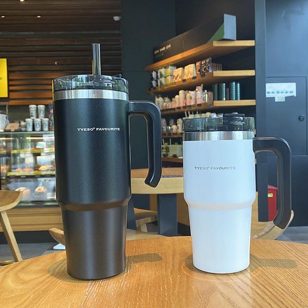 

water bottles creative fashion stainless steel vacuum flask handle ice master mug beer double simple straw coffee car portable cup