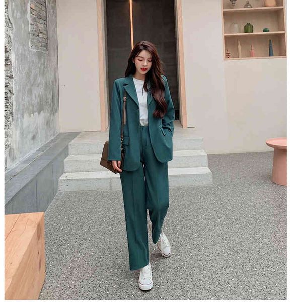 

women's two piece pants single-button women's suits, autumn , 2-piece, fancy set, solid blazers + pants cut, formal, jagged, full, White