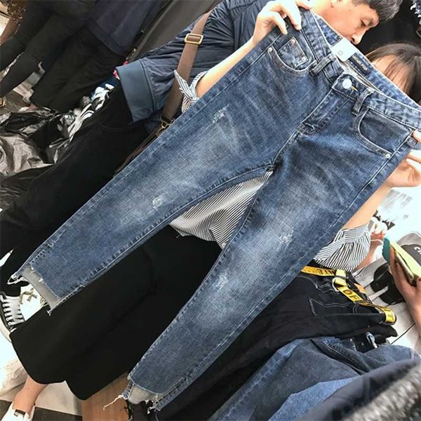 Streetwear Vita alta Moda donna Jeans Donna Ragazza Donna Pantaloni Pantaloni Donna Jean Femme Denim Baggy Jeans strappati Mom 211104