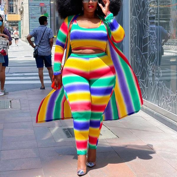 

women's two piece pants african fashion sets striped print tight skinny temperament commute black women high street outfits matching, White