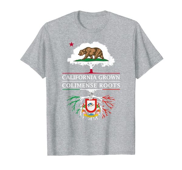 

california grown with colimense roots - colima t-shirt, White;black