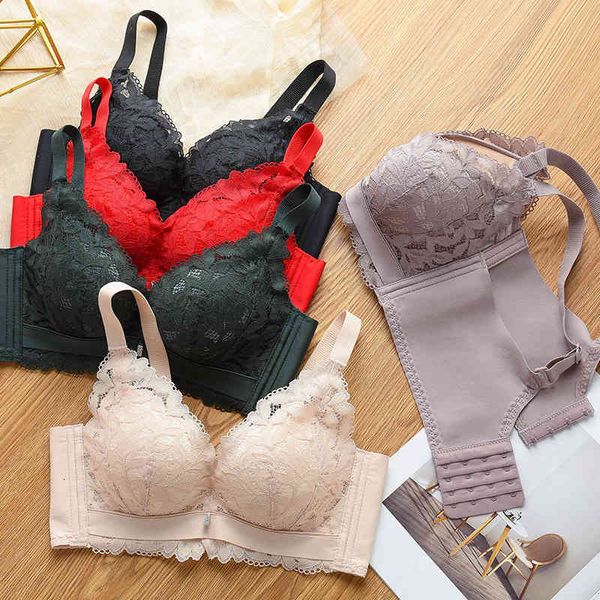 

bras sets embroidered lace traceless bra set gathers lingerie 99, Red;black
