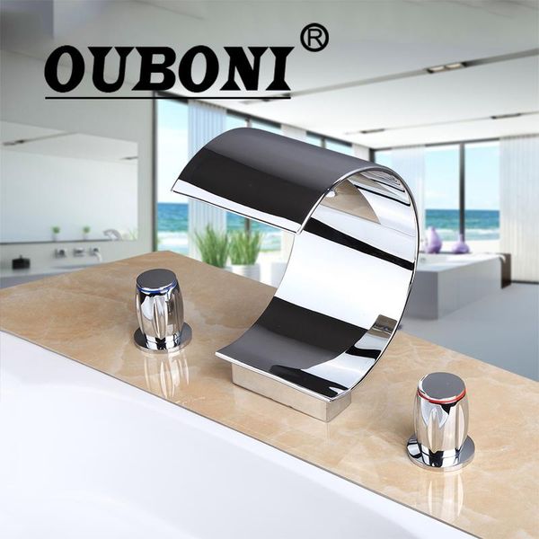 

bathroom sink faucets ouboni polished chrome torneira banheiro two handles deck mounted widespread faucet basin mixer taps