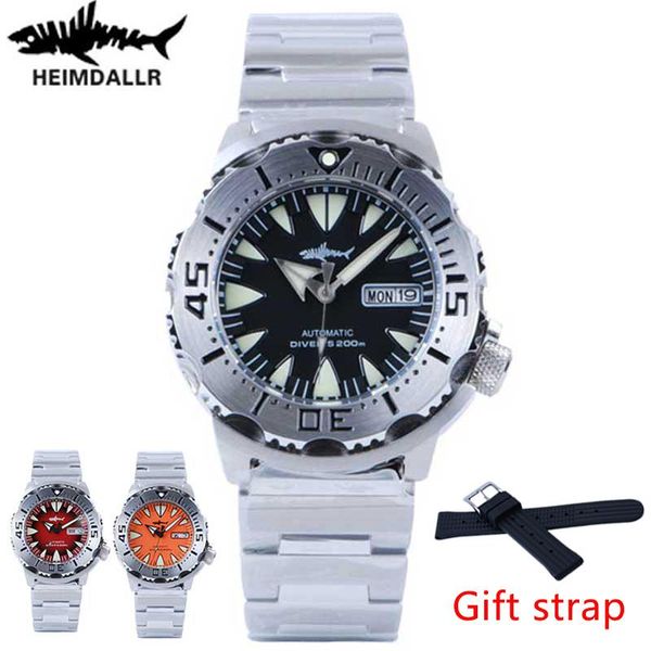 

wristwatches 2021 heimdall men's automatic mechanical watch pvd case luminous sapphire 200m waterproof nh36a black monster diving, Slivery;brown