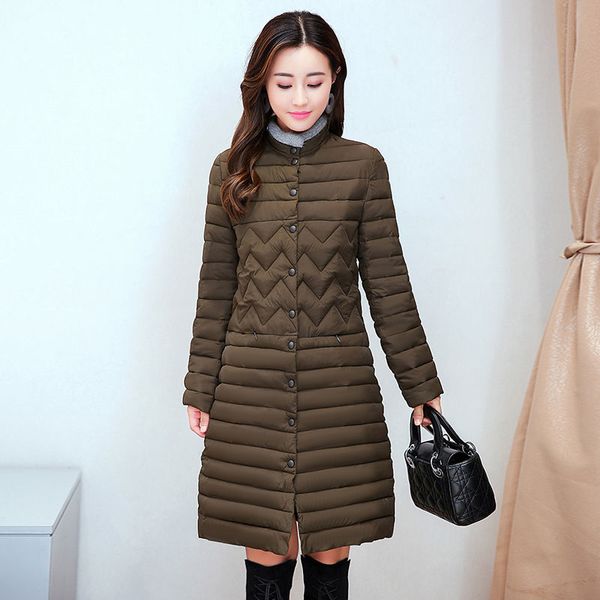 

ultra light down cotton long women's jacket sells ladies thin-waisted jackets outwear winter parkas mujer invierno d286, Black