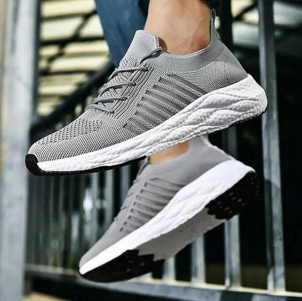 

aer90 comfot sport shoes men lightweight runner mesh sneakers flame flying woven outdoor trainer -- zapatillas deportivas, Black
