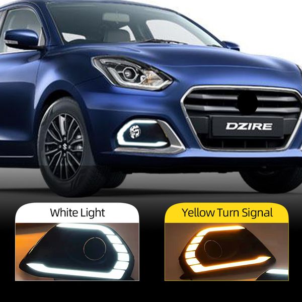 2pcs für Suzuki Dzire 2020 2021 2022 Gelber Rela -Relais -Auto DRL Lampe 12V LED Daytime Running Light Daylight