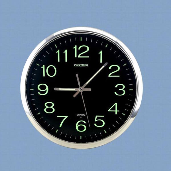 

wall clocks round hanging clock living room creative mute movement household bedroom luminous without batter
