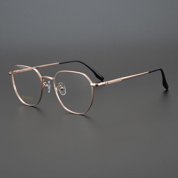 

designer sunglasses ultra light pure titanium polygonal spectacle frame men's fashion myopia glasses women's non pressing nose and, White;black