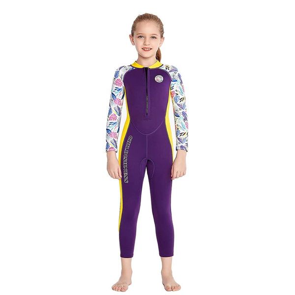 

swim wear 2mm neoprene surfing wetsuit for girls children underwater colorful diving suit swimsuits kids scuba swimwear thick bathing