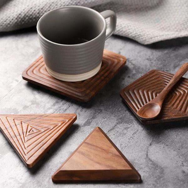 

mats & pads teacup insulation pad coffee cup black walnut solid wood holder heat-proof tea art road accessories