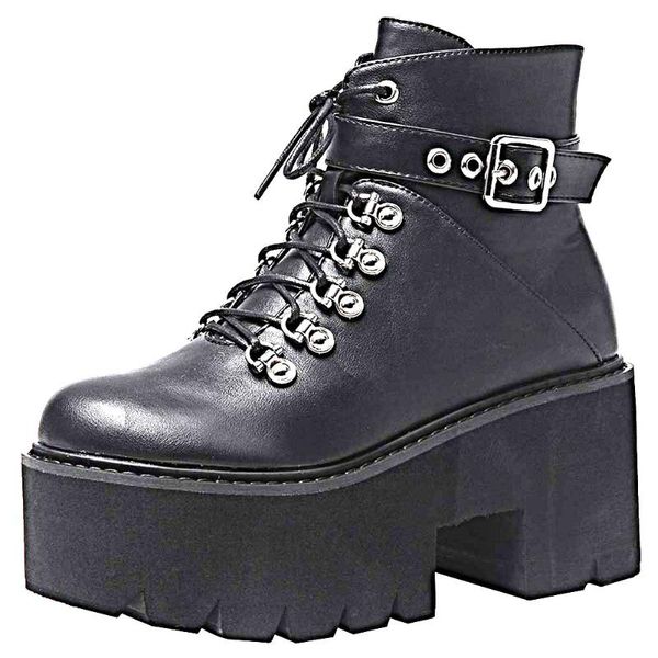 

boots 2021 sale big size 42 platform block heels black gothic style shoes cosplay fashion leisure ankle woman