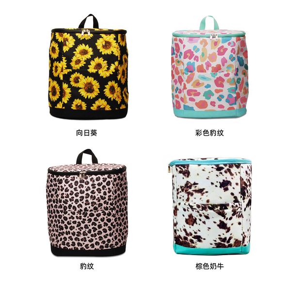 

factory wholesale leopard cow double shoulder ice pack back outdoor picnic heat preservation age aluminum foil lunch ice pack