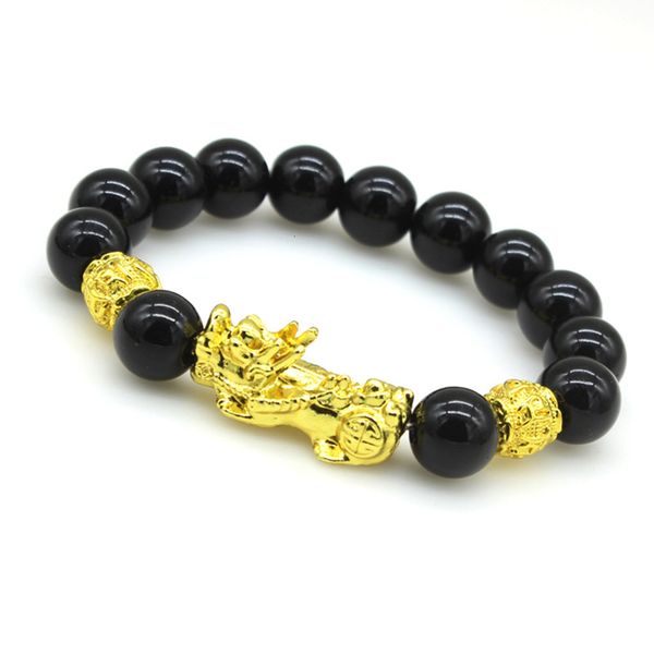 

hand string bracelet 3d gold plated imitation obsidian bracelet six character mantra buddha beads bracelet will sell gifts, Black