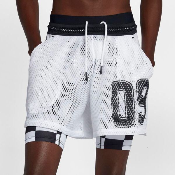 

fashion shorts muscle brothers summer anti light running training men's double fake two piece sports yoga fitness quick drying pants, White;black