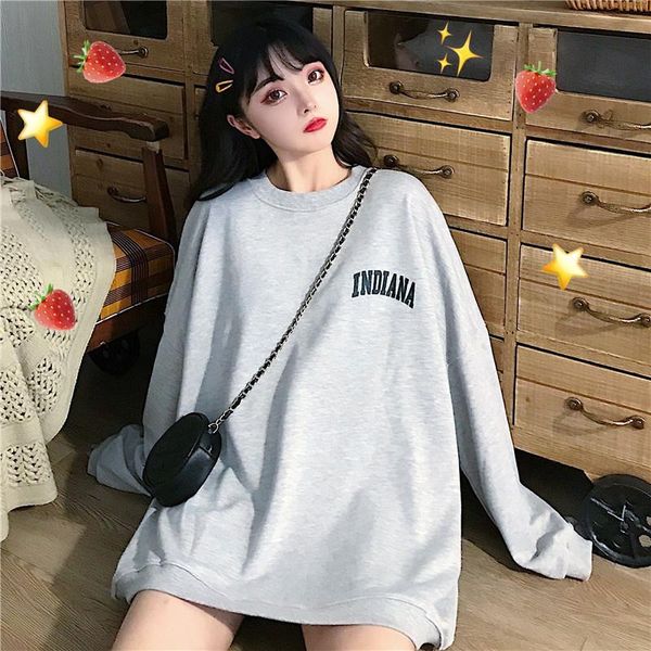 

women's knits & tees letter printed women hoodies autumn oversize black sweatshirts 2021 korean casual female pullover hooded, White