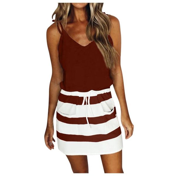 

casual dresses summer dress women 2021 robe fashion v-neck short sleeve strap open back print vestidos de mujer z, Black;gray