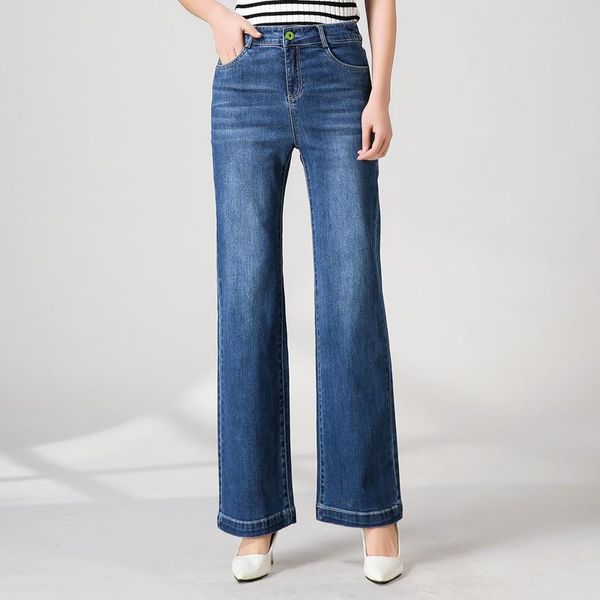 

women's jeans high waist wide leg pants spring 2021 thin skinny loose straight, Blue