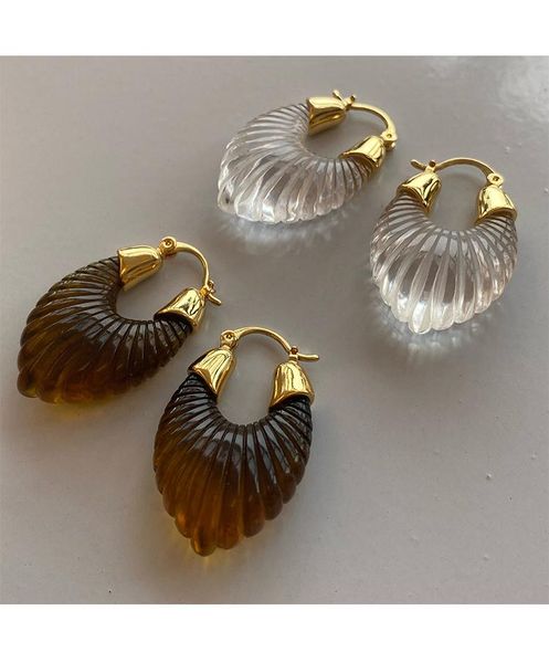 

hoop & huggie timeless wonder fancy geo resin hoops earrings women gothic jewelry designer ins emo egirl hiphop statement rare trendy 6347, Golden;silver