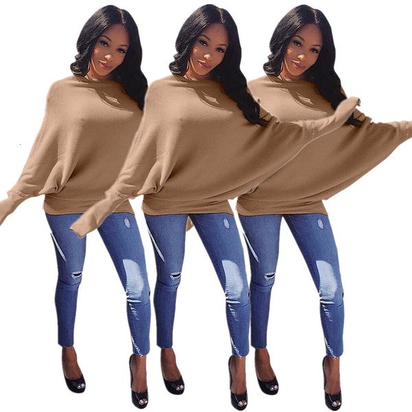

women batwing new winter long sleeve khaki knitted pullovers sweaters fashion casual loose tees coats top, White