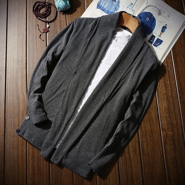 

men's trench coats 2021 autumn open style loose coat single button casual knitted plus size 5xl man soft cotton mq358, Tan;black