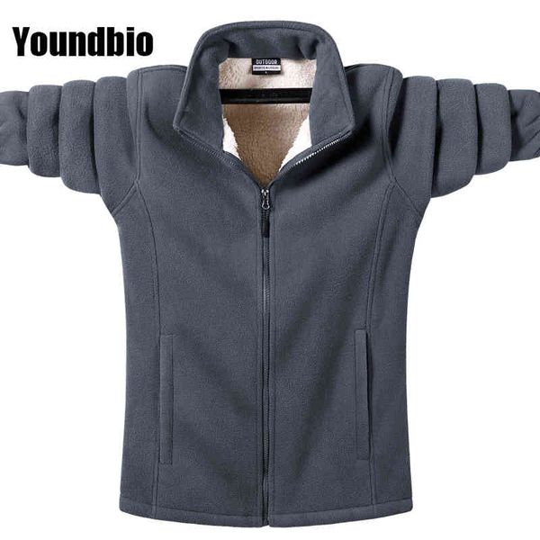 

men autumn and winter fce stand collar cardigan sports outdoor hiking warm camping loose enlarged et 9xl, Black