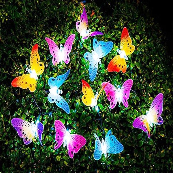 

strings solar led light outdoor butterfly fiber string waterproof fairy home christmas garden decoration