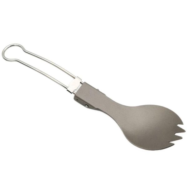 

camp kitchen titanium spork folding spoon outdoor camping flatware tableware travel