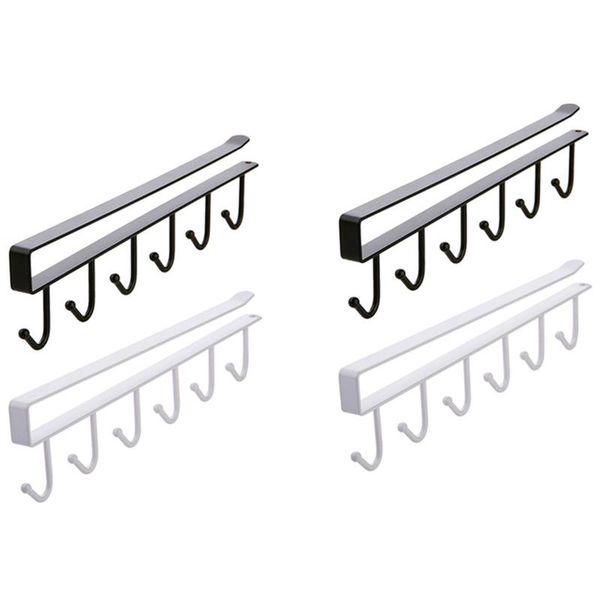 

hooks & rails 4pcs shelf storage clothes hanging wardrobe kitchen organizer cup holder glass mug 6 rack